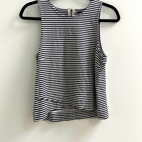 Banana Republic Hi Lo Skimmer Black White Stripe Top - Picture 1 of 6